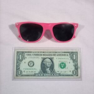 🕶Cool Pink Sunglasses and RARE Circulated Funny Dollar Bill💸